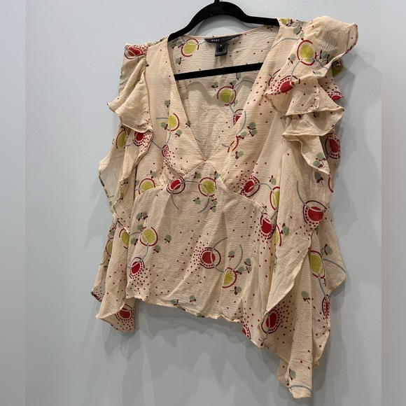 Marc Jacobs Vintage Silk sheer top in cream with red and green polka dot graphic - Picture 8 of 8